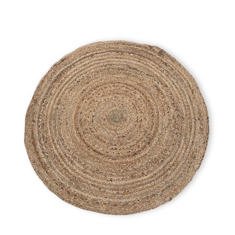 Tapis rond en jute doux 90cm - Fabriqué à la main en Inde-TAPIS EN JUTE ET COTON RECYCLÉ-HOSTENATURA