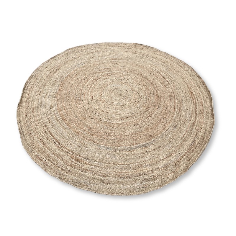 Tapis rond extra large en jute doux 200cm - Fabriqué à la main en Inde-TAPIS EN JUTE ET COTON RECYCLÉ-HOSTENATURA