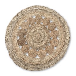 Tapis rond en jute avec cercles à l’intérieur 90cm - Fabriqué à la main en Inde