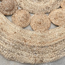 Tapis rond en jute avec cercles à l’intérieur 90cm - Fabriqué à la main en Inde