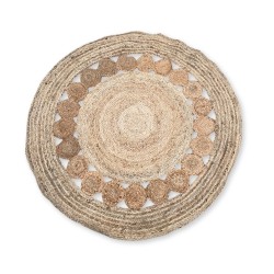 Tapis rond en jute avec cercles à l’intérieur 120cm - Fabriqué à la main en Inde