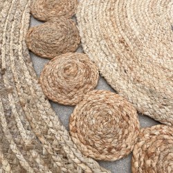 Tapis rond en jute avec cercles à l’intérieur 120cm - Fabriqué à la main en Inde