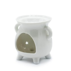 Bruciatore a nafta in ceramica bianca Triple Moon - 9,5x10x8cm