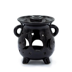 Triple Moon Black Ceramic Oil Burner - 9.5x10x8cm