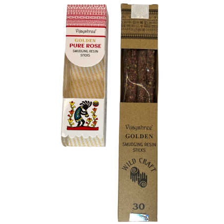Incienso Pura Rosa Golden Vijayshree Wild Craft Pure Rose Varillas artesanales de alta calidad - 30 gramos.
