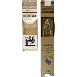 Cedar Weihrauch und Salbei Golden Vijayshree Wild Craft Cedar Sage Hochwertige Bastelruten - 30 Gramm.