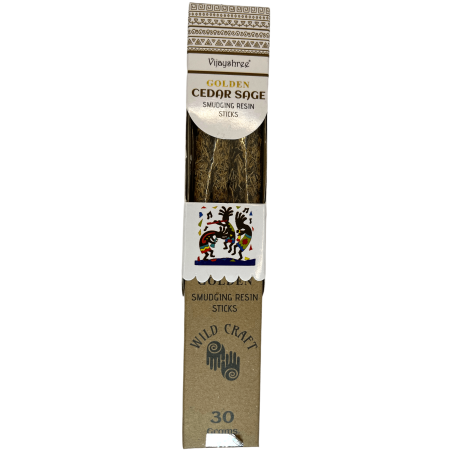 Encens de cèdre et sauge Golden Vijayshree Wild Craft Cèdre Sauge Tiges d’artisanat de haute qualité - 30 grammes.