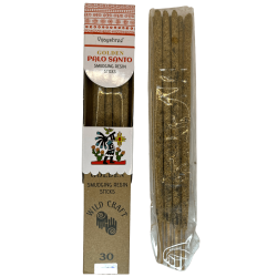 Incenso Palo Santo Golden Vijayshree Wild Craft Palo Santo Varas artesanais de alta qualidade - 30 gramas.