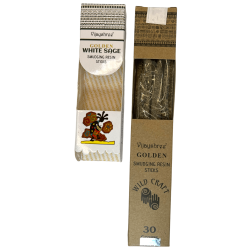 Incienso Salvia Blanca Golden Vijayshree Wild Craft White Sage Varillas artesanals d'alta qualitat - 30 grams.