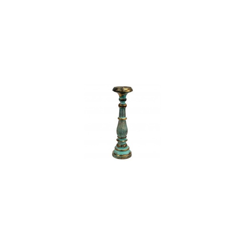 Large Candle Holder - Turquois Gold-VINTAGE CANDLE STAND-HOSTENATURA