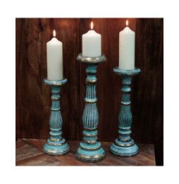 Soporte de vela grande - Turquois Gold - 3