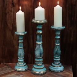 Soporte de vela grande - Turquois Gold - 3