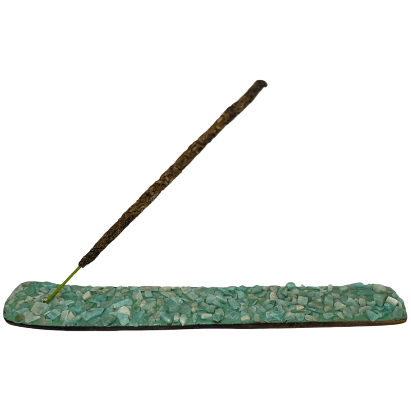 Amazonite Incense Holder Earth Element Capricorn, Virgo and Taurus - Incense Holder with Amazonite Minerals-INCENSE BURNERS-HOSTENATURA