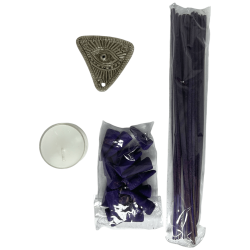 Spirit Eye Passion Amber & Musk Incense Kit - Includes 30 incense sticks, 20 cones, 1 incense holder and 1 tea candle