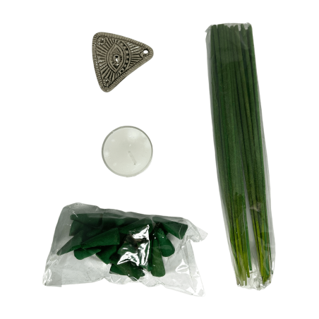 Incense Kit Connection Patchouli and Myrrh Spirit Eye - Includes 30 incense sticks, 20 cones, 1 incense holder and 1 tea candle