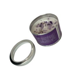 Lavender Candle with Amethyst Elements - 1 Soy Wax Candle Air Libra, Aquarius and Gemini Element