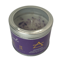 Lavender Candle with Amethyst Elements - 1 Soy Wax Candle Air Libra, Aquarius and Gemini Element