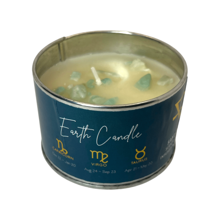 Vela Sándalo con Amazonita Elements - 1 Vela de Cera de Soja Elemento Tierra Capricornio, Vigo y Tauro