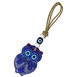 Colgante Amuleto Ojo Turco y Búho - 25x6,7cm - Amuleto Brasileño contra el mal de ojo y las energías negativas