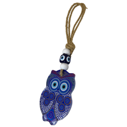 Pendentif amulette oeil turc et hibou - 25x6.7cm - Amulette brésilienne contre le mauvais œil et les énergies négatives