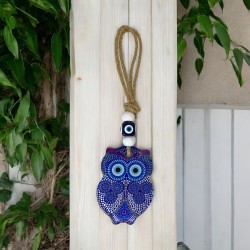 Colgante Amuleto Ojo Turco y Búho - 25x6,7cm - Amuleto Brasileño contra el mal de ojo y las energías negativas