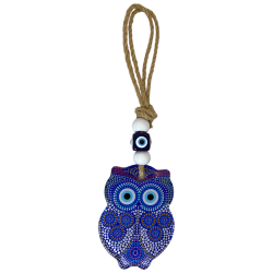 Pendentif amulette oeil turc et hibou - 25x6.7cm - Amulette brésilienne contre le mauvais œil et les énergies négatives