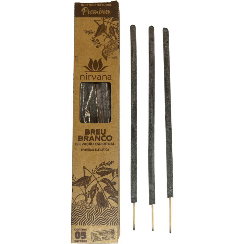 Premium White Breu Incense Nirvana Brasil Breu Branco Spiritual Elevation - 5 thick handmade sticks-Premium Line Incense Nirvana Brazil-HOSTENATURA