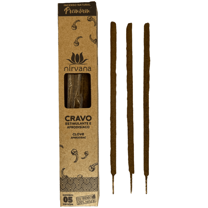 Incenso Premium Chiodi di Garofano Nirvana Brasile Cravo Stimolante & Afrodisiaco - 5 bastoncini spessi fatti a mano-Linea Premium Incenso Nirvana Brasile-HOSTENATURA