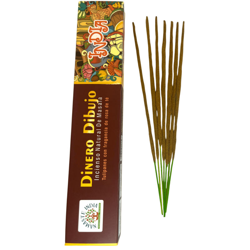 Incienso Atrae Dinero Namaste India Tulipanes amb Rosa de Té - Natural Masala Incense - 1 Cajetilla de 15gr.-ENCENS NAMASTE NATURAL ÍNDIA-HOSTENATURA