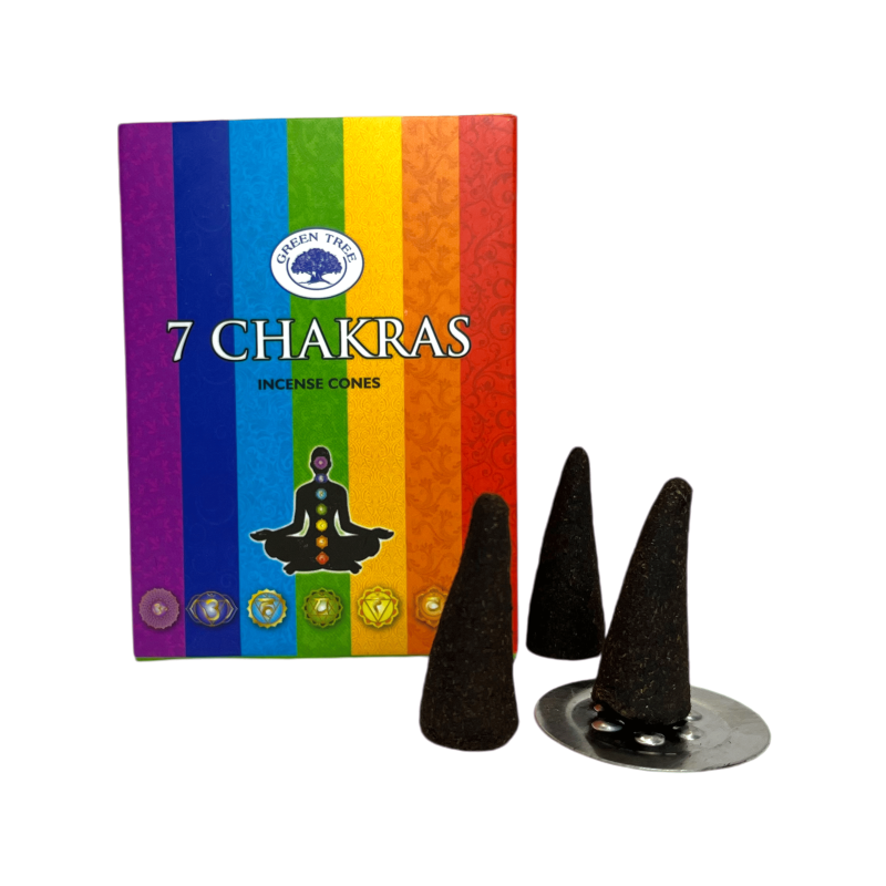 Conos Incienso 7 Chakras Green Tree - Cajita de 10 conos de incienso-ZUHAITZ BERDEAK INTSENTSUAK-HOSTENATURA