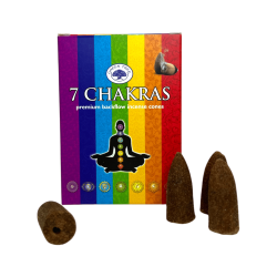 Rökelse Reflux Koner 7 Chakras Green Tree Blackflow - Låda med 12 rökelsekottar med omvänt flöde