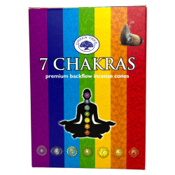 Rökelse Reflux Koner 7 Chakras Green Tree Blackflow - Låda med 12 rökelsekottar med omvänt flöde