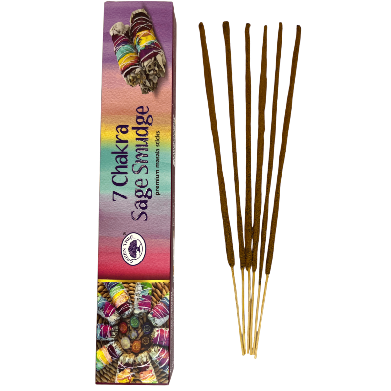 Encens Attaché 7 Chakras Arbre Vert Arbre - Premium Masala Sticks - 1 paquet de 15gr.-ENCENS ARBRE VERT-HOSTENATURA