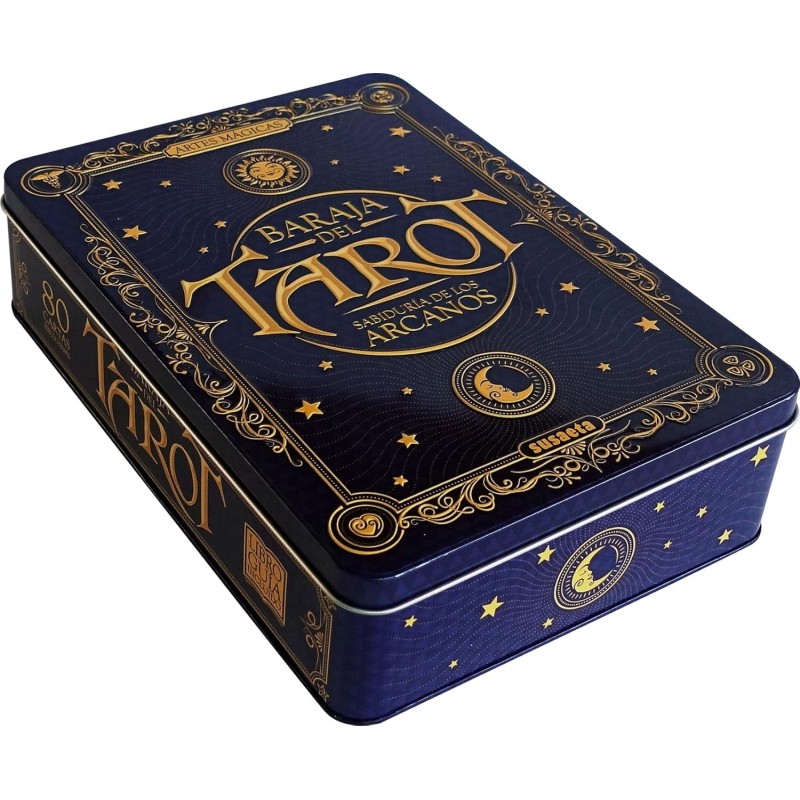 Baraja del Tarot en caja metálica Sabiduría de los Arcanos Susaeta - Caja metálica + libro + baraja 80 cartas-TAROTA-HOSTENATURA