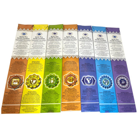 Green Tree 7 Chakras Seven Chakra Incense - Pack of 35 Incense Sticks (7 Pack of 5 Sticks)