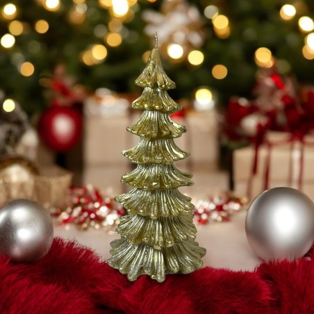 Golden Christmas Tree Shaped Candle 200gr. 18x9x9cm