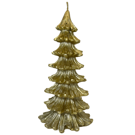 Candela dorata a forma di albero di Natale 200gr. 18x9x9cm