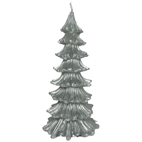 Vela em forma de árvore de Natal prateada 200gr. 18x9x9cm