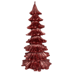 Bougie en forme de sapin de Noël rouge 200gr. 18x9x9cm