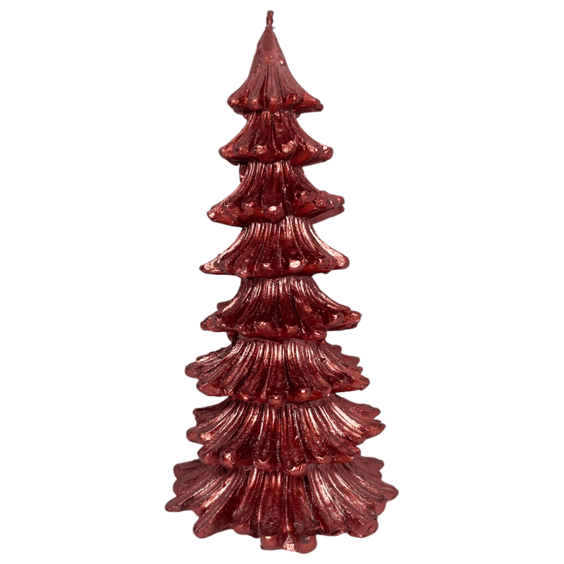 Bougie en forme de sapin de Noël rouge 200gr. 18x9x9cm-BOUGIES ET BOUGIES ÉSOTÉRIQUES-HOSTENATURA