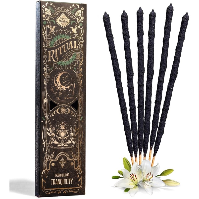 Tranquility Ritual Incense Holy Mother Lilies of the East - 6 thick sticks of approximately 1h duration-Incienso Ritual Sagrada Madre-HOSTENATURA