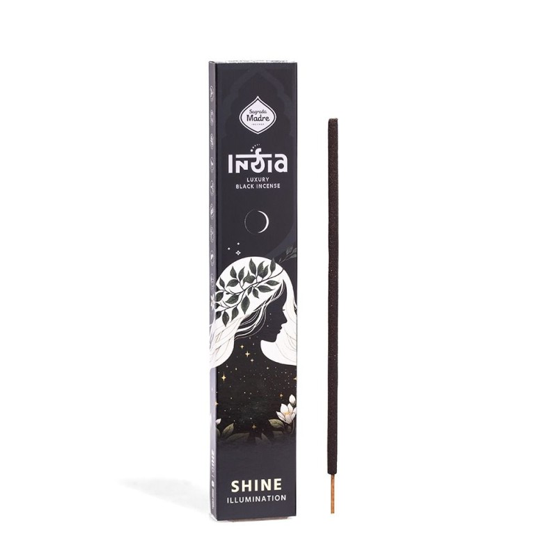 India Incense Black Glow Holy Mother Shine Illumination - 8 thick sticks-Black India Incense Sacred Mother-HOSTENATURA