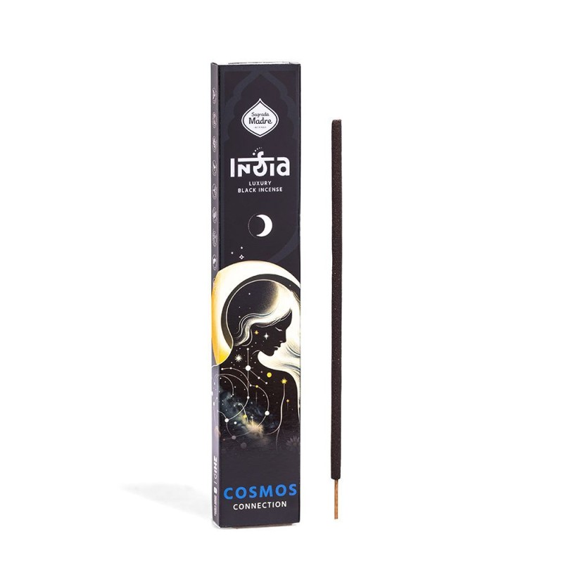 Indian Incense Black Cosmos Holy Mother Connection - 8 thick sticks-Black India Incense Sacred Mother-HOSTENATURA