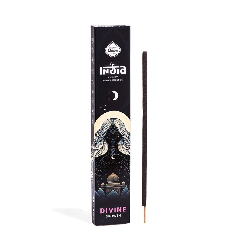 India Black Divine Holy Mother Incense Grow - 8 thick sticks-Black India Incense Sacred Mother-HOSTENATURA