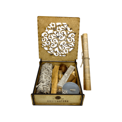 Energy Cleansing and Protection Kit in HOSTENATURA wooden box - Includes instructions and ritual - Natural and Ecological