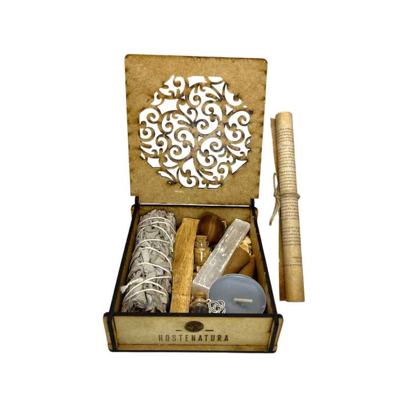 Energy Cleansing and Protection Kit in HOSTENATURA wooden box - Includes instructions and ritual - Natural and Ecological-RITUALS AND SPELLS-HOSTENATURA