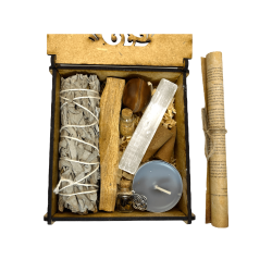 Energy Cleansing and Protection Kit in HOSTENATURA wooden box - Includes instructions and ritual - Natural and Ecological