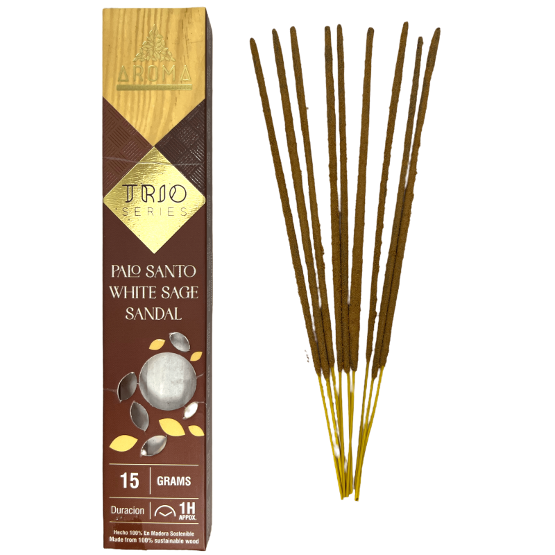 Encens AROMA Trio Palo Santo, Sauge Blanche et Santal - Trio Series 1 pack 15gr.-Encens TRIO Aroma Parfums-HOSTENATURA