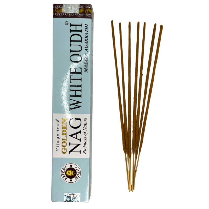 Incenso White Oudh GOLDEN NAG Fragrância White Oudh Vijayshree - 1 Pacote de 15gr.-INCENSO DOURADO-HOSTENATURA