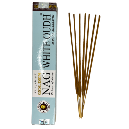 Incenso Oudh Bianco GOLDEN NAG Fragranza Oudh Vijayshree Bianco - 1 Confezione da 15gr.